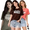 London Hills Women Cotton Printed T-Shirt Combo