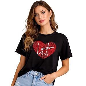London Hills Womens Loose Fit Graphic Printed