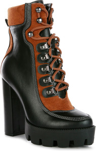 london rag black high heel lace up biker boot boots for women black  4