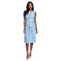 London Times Women's Sleeveless Inset Waist Midi Fit and Flare Dress