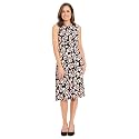 London Times Women's Sleeveless Inset Waist Midi Fit and Flare Dress