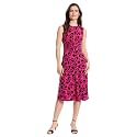 London Times Women's Sleeveless Inset Waist Midi Fit and Flare Dress
