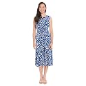London Times Women's Sleeveless Inset Waist Midi Fit and Flare Dress