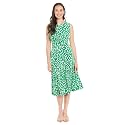 London Times Women's Sleeveless Inset Waist Midi Fit and Flare Dress