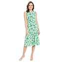 London Times Women's Sleeveless Inset Waist Midi Fit and Flare Dress