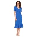 London Times Women's V-Neck Dress - Flounce Hem, Twist Waist, Elegant Office &amp; Event Wear
