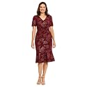 London Times Women's V-Neck Dress - Flounce Hem, Twist Waist, Elegant Office &amp; Event Wear
