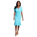 London Times Women's V-Neck Dress - Flounce Hem, Twist Waist, Elegant Office &amp; Event Wear