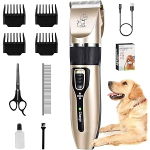 lonenessl dog clippers dog grooming clippersportable dog grooming kit cordless low noise pet grooming kit with 4 combamphairdressing cloth ampprofessional accessories for dog cat and other pets
