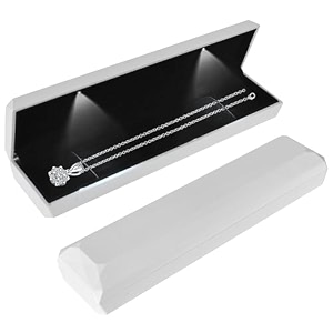 long necklace box with led light necklace bracelets pendant watch chain jewelry gift box velvet jewelry display case with 2 led internal light for proposal engagement wedding 235535cm white-a