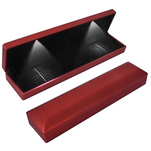 long necklace box with led light necklace bracelets pendant watch chain jewelry gift box velvet jewelry display case with 2 led internal light for proposal engagement wedding 235535cm red