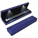Long Necklace Box With LED Light, Necklace Bracelets Pendant Watch Chain Jewelry Gift Box, Velvet Jewelry Display Case with 2 LED Internal Light, for Proposal Engagement Wedding, 23*5.5*3.5cm, Blue