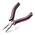 Long Nose Pliers with Serrated Jaw Small Pliers for Jewelry Making 5 Inches for Electronics, Jewelry Making, Wire Cutters for Crafts Working in Tight Areas, Pink Tool for Women