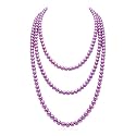 Long Pearl Necklaces for Women Cream White Faux Pearl Strand Layered Necklace Costume Jewelry