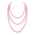 Long Pearl Necklaces for Women Cream White Faux Pearl Strand Layered Necklace Costume Jewelry