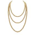 Long Pearl Necklaces for Women Cream White Faux Pearl Strand Layered Necklace Costume Jewelry