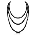 Long Pearl Necklaces for Women Cream White Faux Pearl Strand Layered Necklace Costume Jewelry