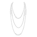 Long Pearl Necklaces for Women Cream White Faux Pearl Strand Layered Necklace Costume Jewelry