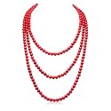 Long Pearl Necklaces for Women Cream White Faux Pearl Strand Layered Necklace Costume Jewelry