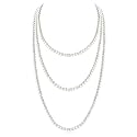 Long Pearl Necklaces for Women Cream White Faux Pearl Strand Layered Necklace Costume Jewelry