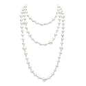 Long Pearl Necklaces for Women Cream White Faux Pearl Strand Layered Necklace Costume Jewelry