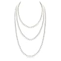Long Pearl Necklaces for Women Cream White Faux Pearl Strand Layered Necklace Costume Jewelry