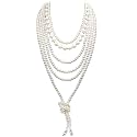 Long Pearl Necklaces for Women Cream White Faux Pearl Strand Layered Necklace Costume Jewelry