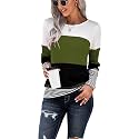 Long Sleeve Shirts for Women Casual Lightweight Sweaters Color Block Striped Tunic Tops