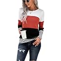 Long Sleeve Shirts for Women Casual Lightweight Sweaters Color Block Striped Tunic Tops