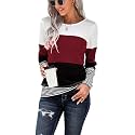 Long Sleeve Shirts for Women Casual Lightweight Sweaters Color Block Striped Tunic Tops