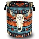 Longhorn Cattle Skull Laundry Basket Oxford Cloth Foldable Hamper 18.9x16.5