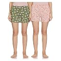 Longies Women's Boxer Shorts (LGWSPO2022_D.Green, Peach022_2XL)