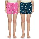 Longies Women's Cotton Shorts Set(Pack of 2) (LGWSPO2025_Black, D.Pink025_S)