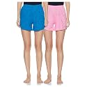 Longies Women's Shorts (Pack of 2) (LGWSPO2003_Light Pink/Turqoise Blue_Xx-Large)