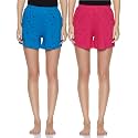 Longies Women's Shorts (Pack of 2) (LGWSPO2004_Turquoise Blue/Rani Pink_X-Large)