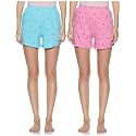 Longies Women's Shorts (Pack of 2) (LGWSPO2001_Aqua Blue/Light Pink_Xx-Large)