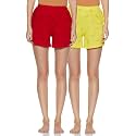 Longies Women's Shorts (Pack of 2) (LGWSPO2006_Lemon Yellow/ Red_X-Large)