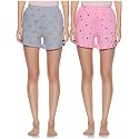 Longies Women's Shorts (Pack of 2) (LGWSPO2007_Light Pink/Grey_Medium)