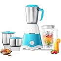 Longway Super Dlx Juicer Mixer Grinder | Up to 750W Max Output Powerful Motor | 4 Jars for Grinding, Mixing, Juicing | 2 Year Warranty | Blue &amp; White