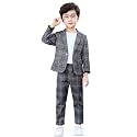 lontakids Boys Plaid Blazer Pants Set Casual