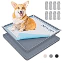 LOOBANI Dog Pee Pad Holder - 2 Pack Silicone Puppy Potty Tray With High Edge and 4 Clamps for Training - Fits Up to 24" x 24" Pads, Gray