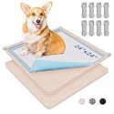 LOOBANI Dog Pee Pad Holder - 2 Pack Silicone Puppy Pad Holder - High Edge Dog Potty Tray with 4 Holder Clamps for Puppy Potty Training, Fits Up to 24" x 24" Training Pads, Beige