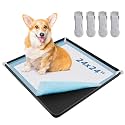 LOOBANI Dog Pee Pad Holder - Silicone Puppy Potty Tray With High Edge and 4 Clamps for Training, Fits Up to 24" x 24" Pads, Black