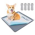 LOOBANI Dog Pee Pad Holder - Silicone Puppy Pad Holder - High Edge Dog Potty Tray with 4 Holder Clamps for Puppy Potty Training, Fits Up to 24" x 24" Training Pads, Gray