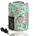 Large Capacity/Portable/Lightweight Yarn Storage Knitting Tote Organizer Bag with Shoulder Strap Handles W/Pockets for Crochet Hooks & Knitting Needles (Peony Flower)