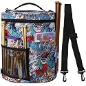 Looen Yarn Storage Knitting Tote Organizer Bag, Large Capacity Portable Travel Canvas Yarn Bag for Yarn Storage Crochet Hooks &amp; Knitting Needles