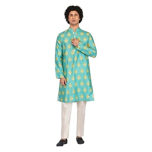 LookMark Mens Cotton Blend Printed Long Kurta