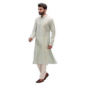 LookMark Mens Cotton Blend Printed Long Kurta