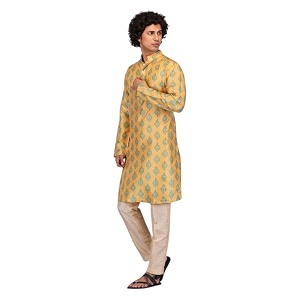 LookMark Mens Cotton Blend Printed Long Kurta