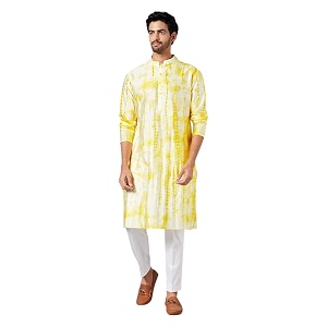 LookMark Mens Cotton Blend Printed Long Kurta